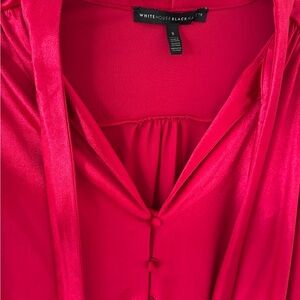 White House Black Market Red Velvet Tunic Blouse size small